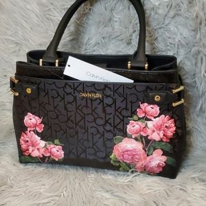 COPY - calvin klein logo peony floral rose handbag